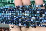 CAA3254 15 inches 4mm faceted round line agate beads wholesale