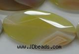 CAA326 15.5 inches 30*60mm faceted oval yellow line agate beads