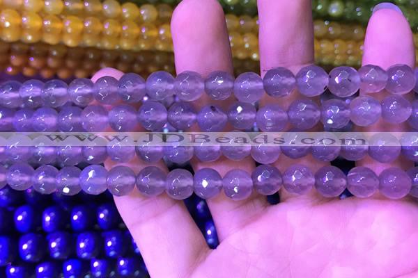 CAA3330 15 inches 8mm faceted round agate beads wholesale