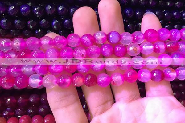 CAA3333 15 inches 8mm faceted round agate beads wholesale