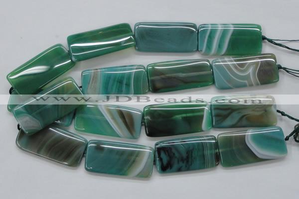 CAA334 15.5 inches 25*50mm rectangle green line agate beads