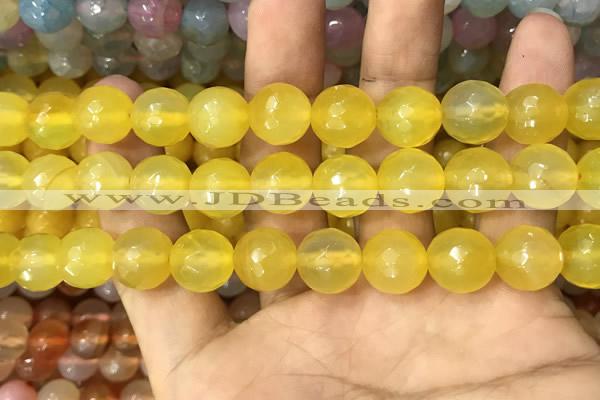 CAA3397 15 inches 12mm faceted round agate beads wholesale