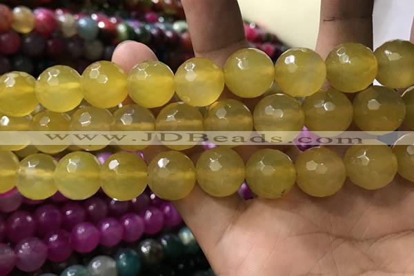 CAA3429 15 inches 14mm faceted round agate beads wholesale