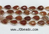 CAA3528 7.5 inches 13*18mm faceted flat teardrop fire agate beads