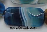 CAA354 15.5 inches 26*48mm faceted rectangle blue line agate beads