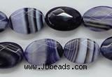 CAA357 15.5 inches 13*18mm faceted oval violet line agate beads