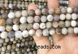 CAA3588 15.5 inches 8mm round matte ocean fossil agate beads