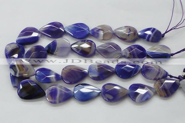 CAA361 15.5 inches 22*30mm faceted teardrop violet line agate beads