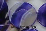 CAA364 15.5 inches 34mm faceted coin violet line agate beads