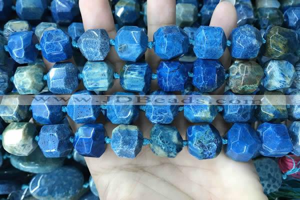 CAA3710 15*16mm - 16*17mm faceted nuggets chrysanthemum agate beads