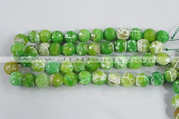 CAA372 15.5 inches 12mm faceted round fire crackle agate beads