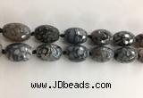 CAA3799 15*25mm - 18*28mm faceted rice dragon veins agate beads