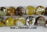 CAA380 15.5 inches 10mm faceted round fire crackle agate beads