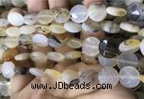 CAA3831 15.5 inches 12mm faceted coin montana agate beads