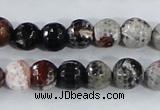 CAA386 15.5 inches 12mm faceted round fire crackle agate beads