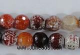 CAA387 15.5 inches 14mm faceted round fire crackle agate beads