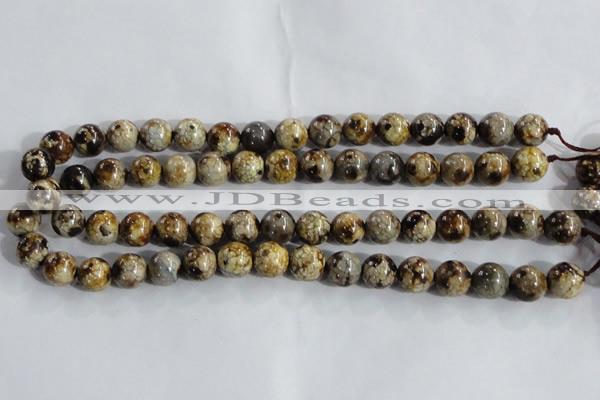 CAA396 15.5 inches 14mm round fire crackle agate beads wholesale