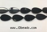 CAA4071 15.5 inches 30*50mm flat teardrop black agate gemstone beads