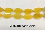 CAA4077 15.5 inches 30*50mm flat teardrop yellow agate gemstone beads