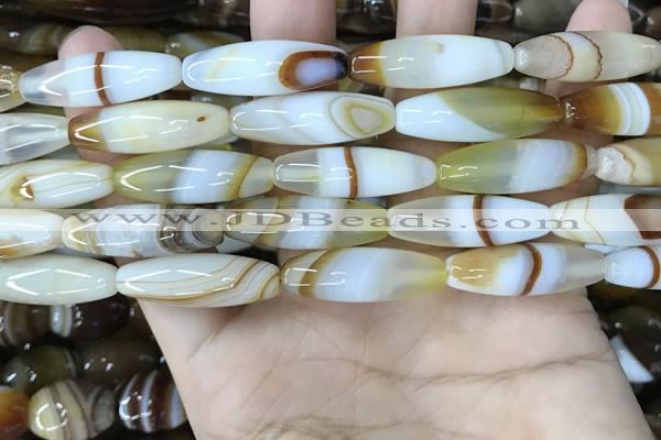 CAA4166 15.5 inches 10*30mm rice line agate beads wholesale