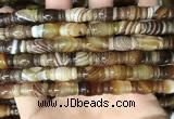 CAA4195 15.5 inches 8*15mm carved drum line agate gemstone beads