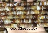 CAA4196 15.5 inches 9*14mm carved drum line agate gemstone beads