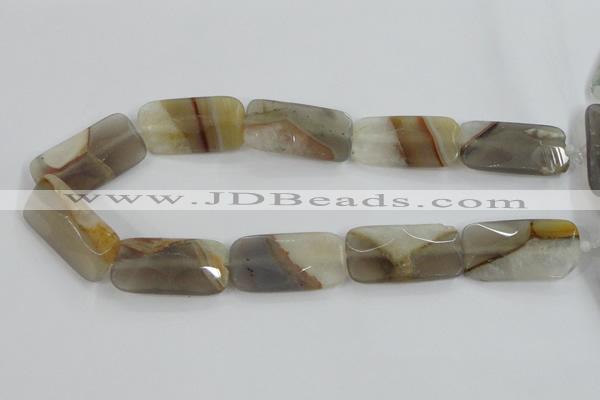 CAA421 15.5 inches 20*40mm faceted rectangle agate druzy geode beads