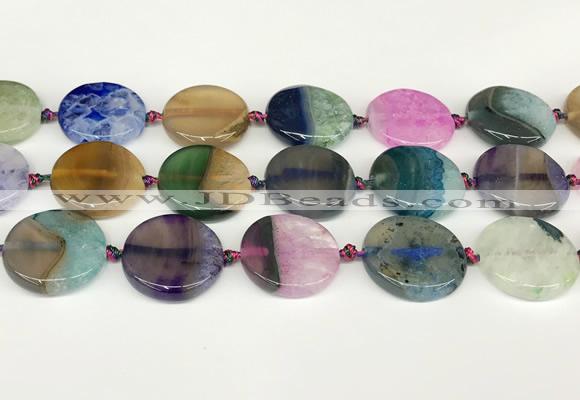 CAA4428 15.5 inches 25mm flat round agate druzy geode beads