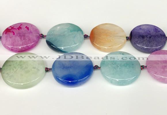 CAA4431 15.5 inches 35mm flat round agate druzy geode beads