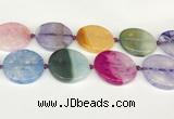 CAA4435 15.5 inches 35mm flat round agate druzy geode beads