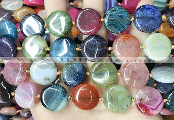 CAA4445 15.5 inches 18mm flat round dragon veins agate beads