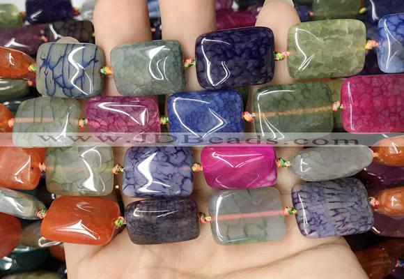 CAA4480 15.5 inches 15*20mm rectangle dragon veins agate beads