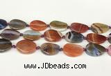 CAA4523 15.5 inches 20*26mm twisted oval dragon veins agate beads