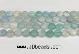 CAA4592 15.5 inches 12mm flat round banded agate beads wholesale