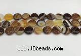 CAA4596 15.5 inches 14mm flat round banded agate beads wholesale