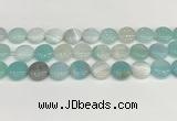 CAA4600 15.5 inches 14mm flat round banded agate beads wholesale