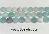 CAA4608 15.5 inches 16mm flat round banded agate beads wholesale