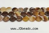 CAA4612 15.5 inches 18mm flat round banded agate beads wholesale