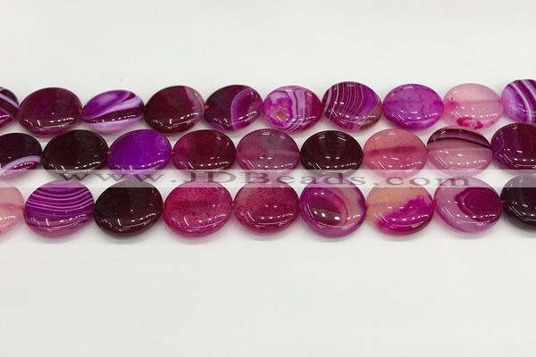 CAA4614 15.5 inches 18mm flat round banded agate beads wholesale