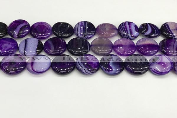 CAA4621 15.5 inches 20mm flat round banded agate beads wholesale