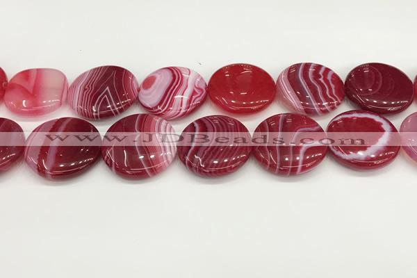 CAA4639 15.5 inches 30mm flat round banded agate beads wholesale