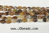 CAA4645 15.5 inches 10*14mm oval banded agate beads wholesale