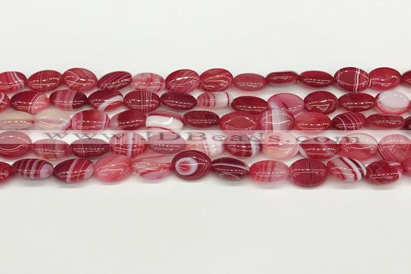 CAA4648 15.5 inches 10*14mm oval banded agate beads wholesale