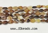 CAA4686 15.5 inches 10*14mm flat teardrop banded agate beads wholesale