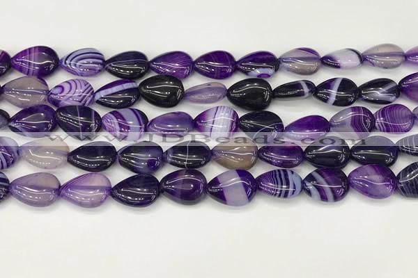 CAA4687 15.5 inches 10*14mm flat teardrop banded agate beads wholesale