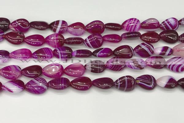 CAA4688 15.5 inches 10*14mm flat teardrop banded agate beads wholesale