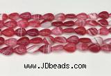 CAA4689 15.5 inches 10*14mm flat teardrop banded agate beads wholesale