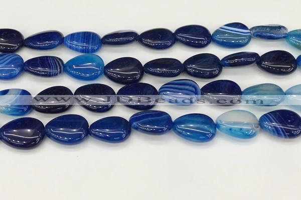 CAA4707 15.5 inches 13*18mm flat teardrop banded agate beads wholesale