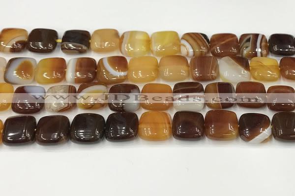 CAA4734 15.5 inches 12*12mm square banded agate beads wholesale