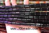 CAA4999 15.5 inches 8*12mm tube black agate beads wholesale